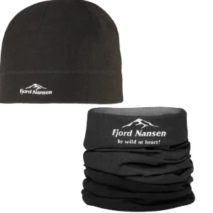 Discount Fjord Nansen Zestaw czapka FALL i chusta HEADGEAR FLEECE black