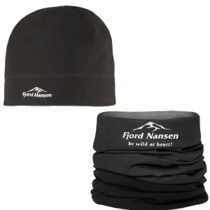 Discount Fjord Nansen Zestaw czapka FALL i chusta HEADGEAR FLEECE black